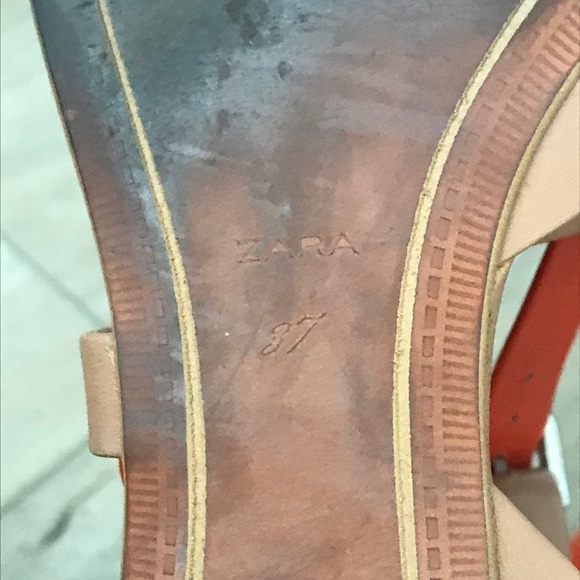 Zara flat sandals- orange/tan- silver tip- size 37 - Picture 7 of 7